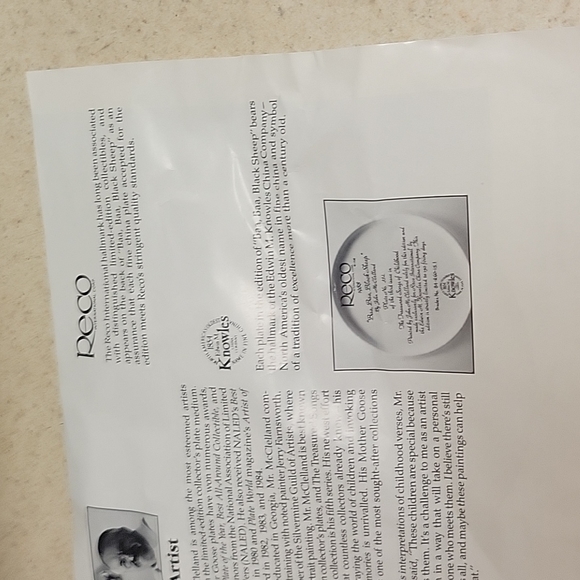 Collectors Plate,Knowles China,"Baa Baa Blacksheep" EUC plate,w/papers - Picture 5 of 5